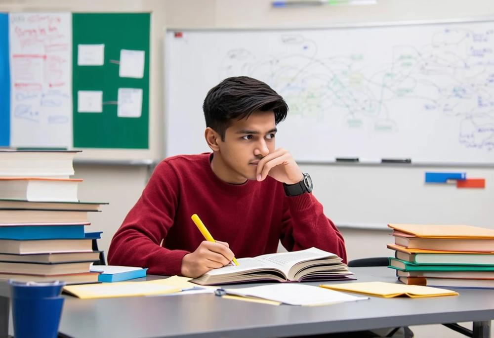 student studying
